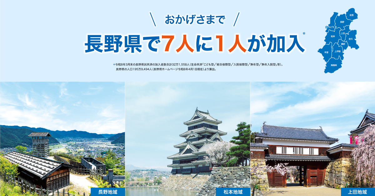 おかげさまで長野県で7人に1人が加入